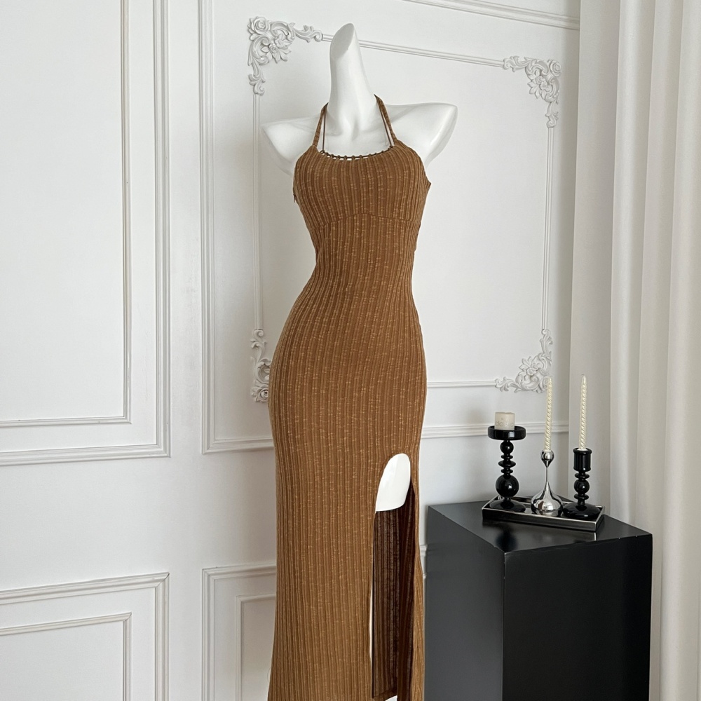 Sexy spicegirl dress halter split long dress a set for women