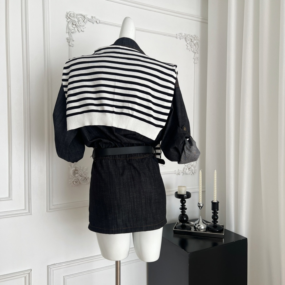 Commuting denim dress washed Korean style T-back for women