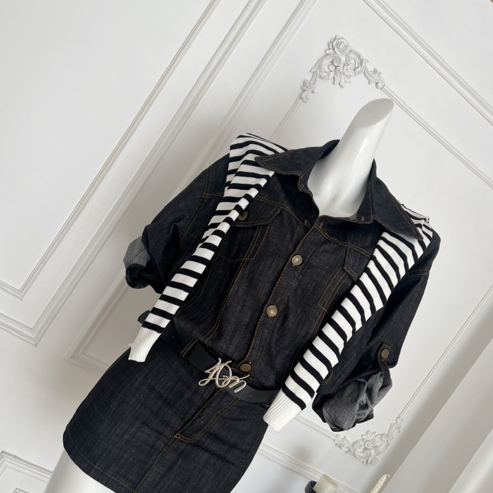 Commuting denim dress washed Korean style T-back for women