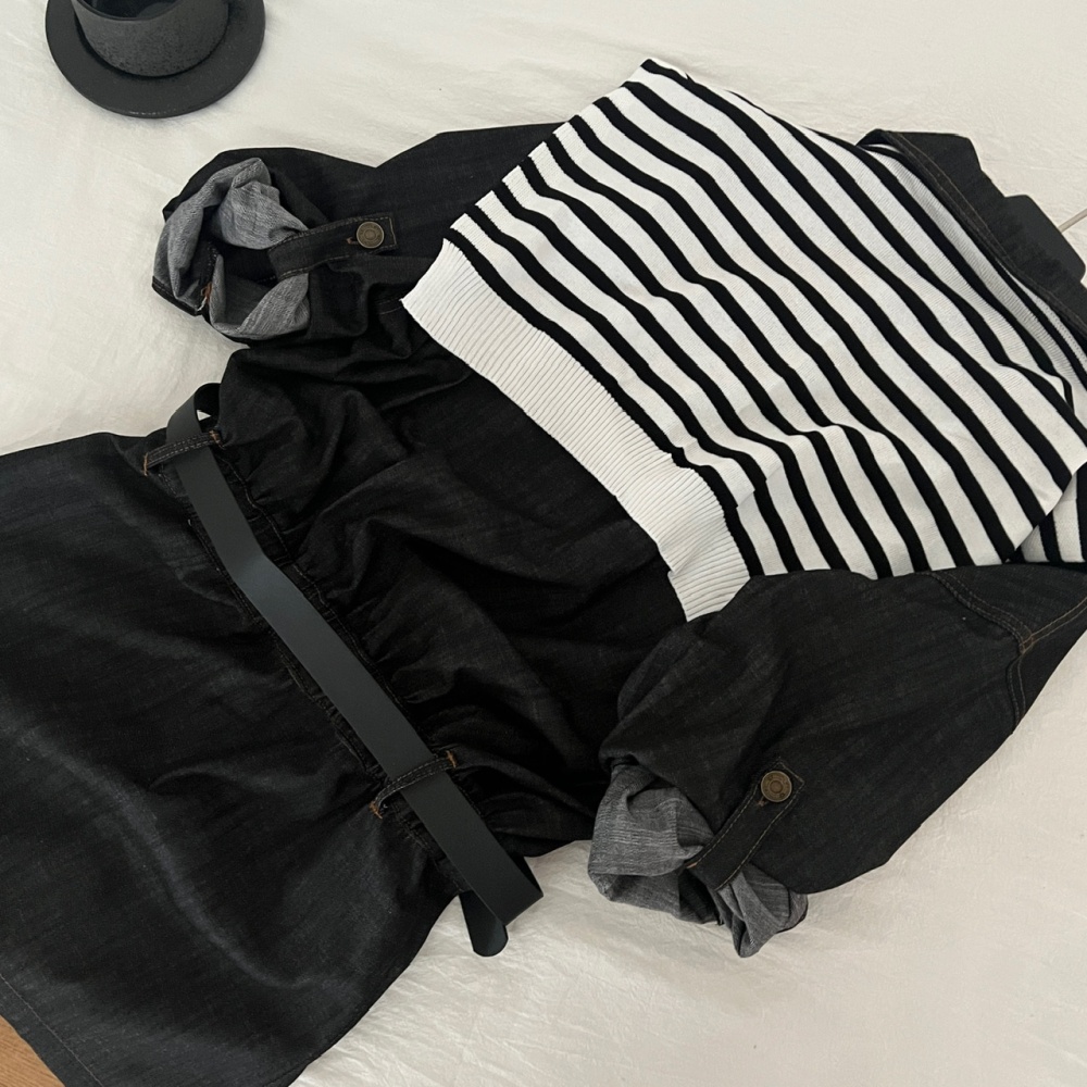 Commuting denim dress washed Korean style T-back for women
