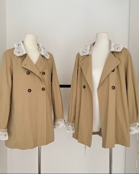 Loose autumn coat lace France style windbreaker for women