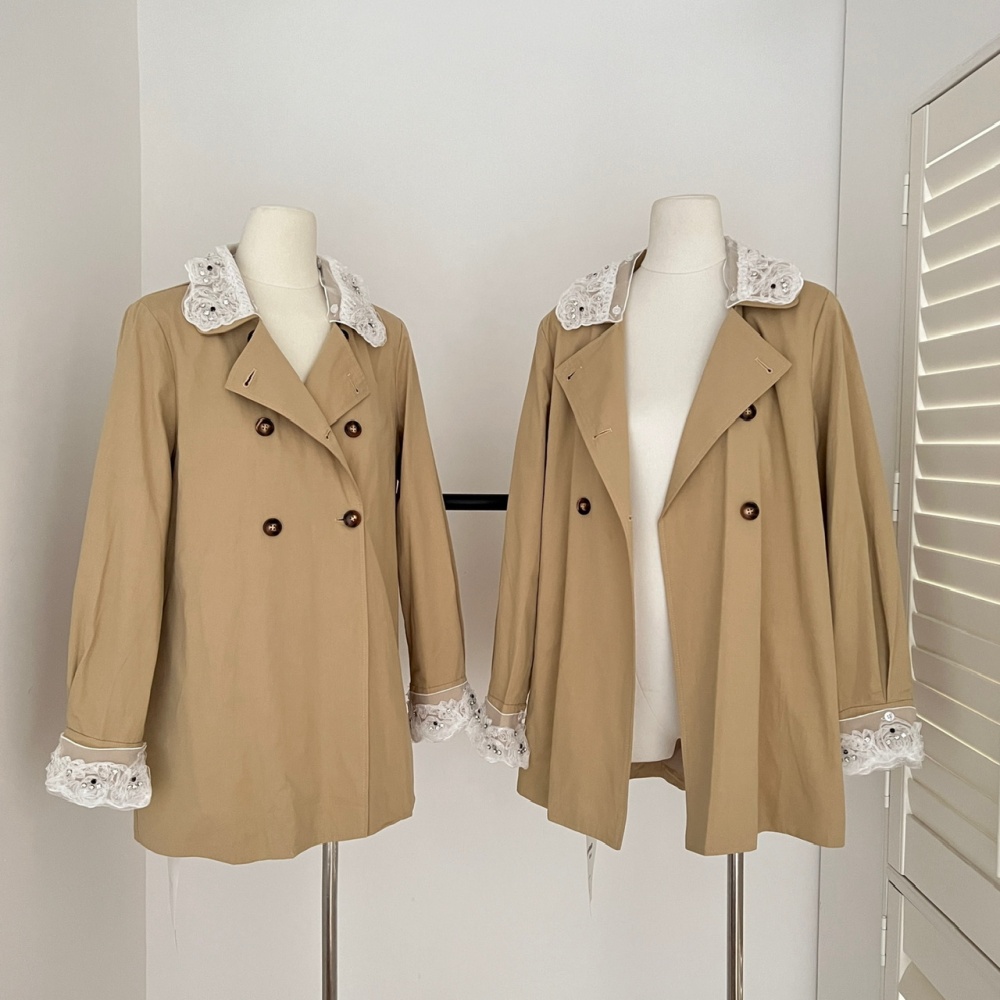 Loose autumn coat lace France style windbreaker for women