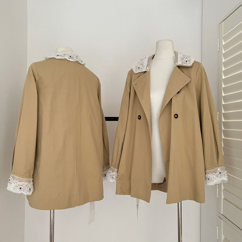 Loose autumn coat lace France style windbreaker for women