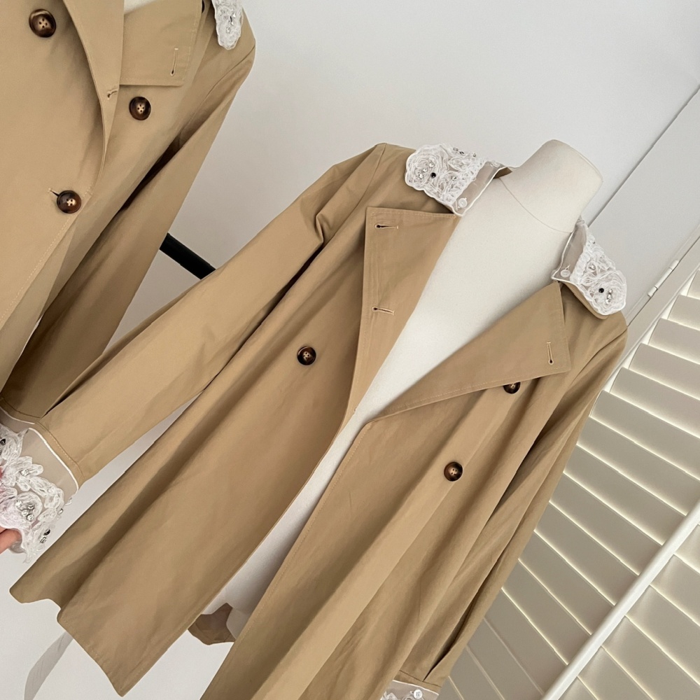 Loose autumn coat lace France style windbreaker for women