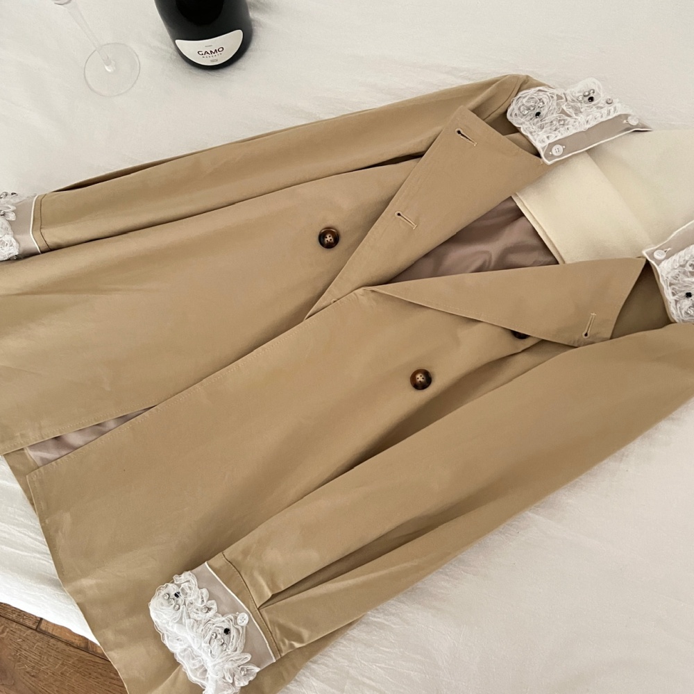 Loose autumn coat lace France style windbreaker for women