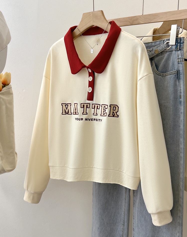 Letters loose autumn tops apricot printing hoodie
