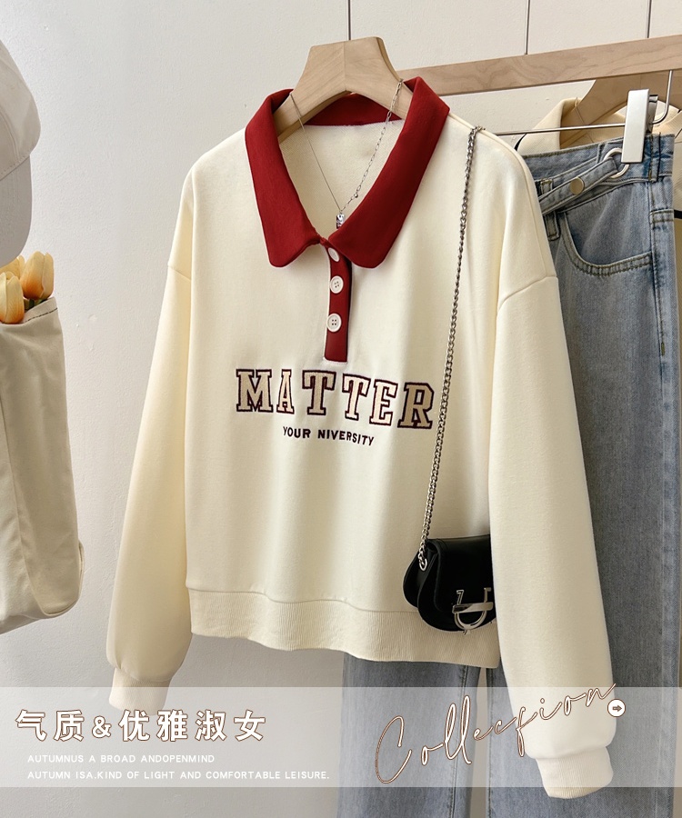 Letters loose autumn tops apricot printing hoodie