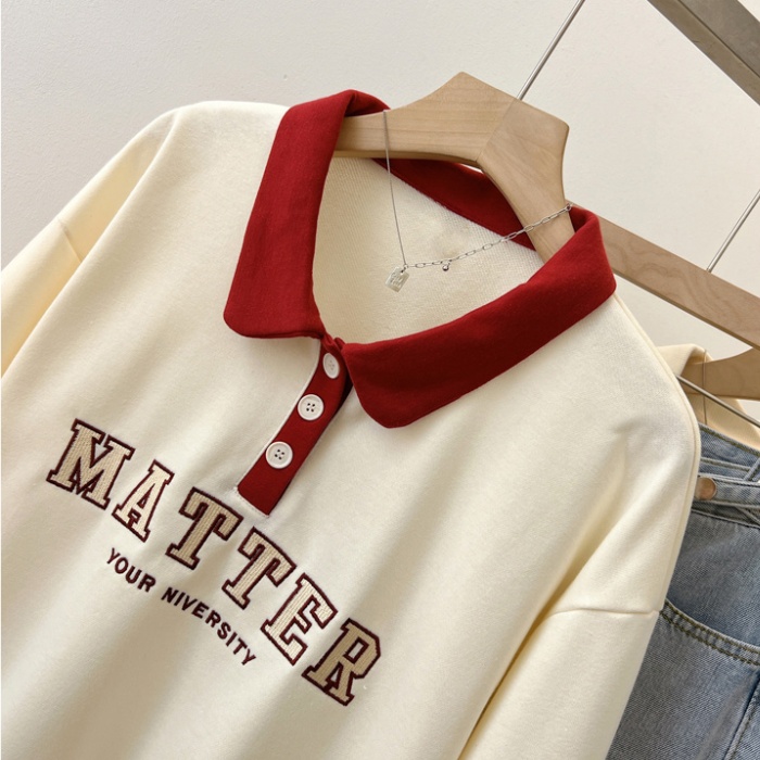 Letters loose autumn tops apricot printing hoodie