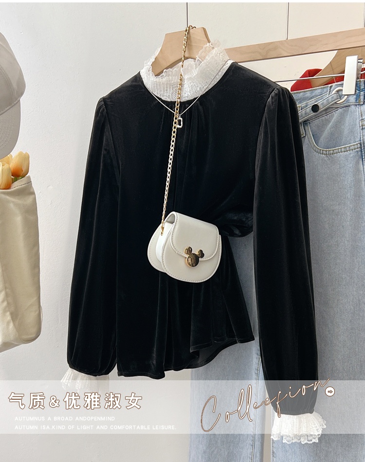 Fashionable autumn and winter shirt lace tops for women