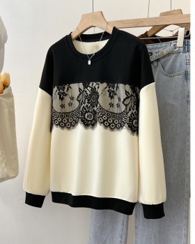 Lace pullover hoodie temperament Casual tops