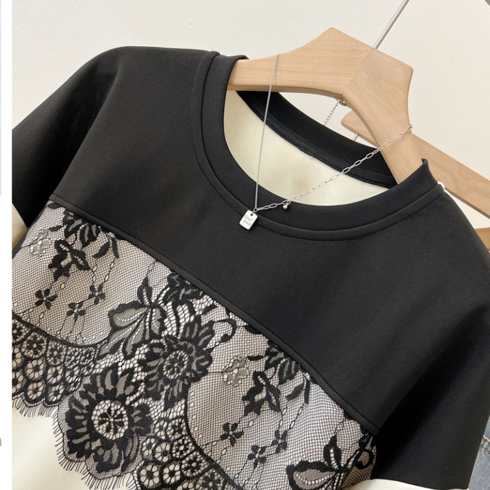 Lace pullover hoodie temperament Casual tops