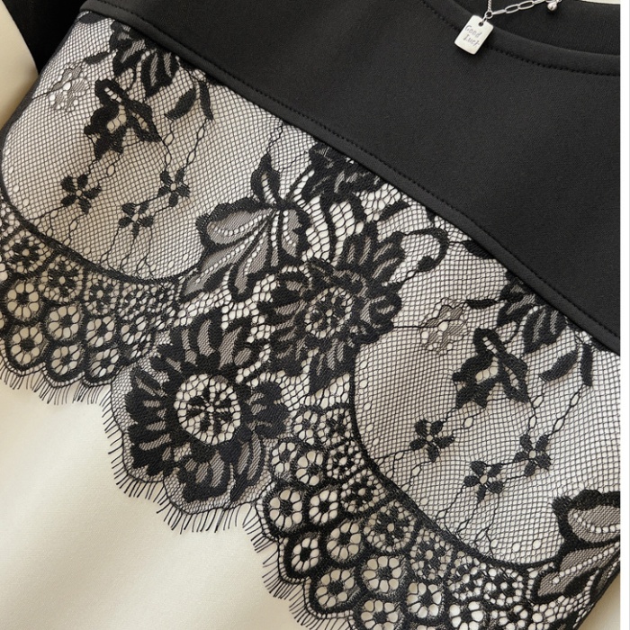 Lace pullover hoodie temperament Casual tops
