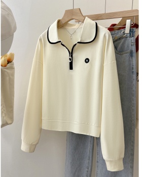Short loose hoodie half zip college style tops for women