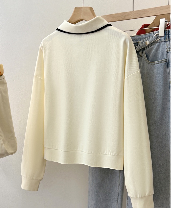 Short loose hoodie half zip college style tops for women