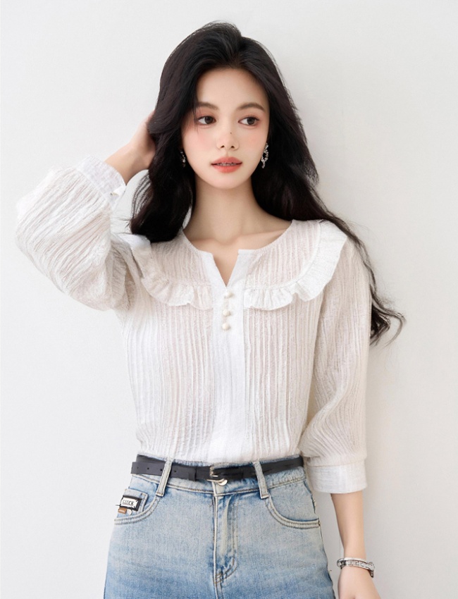 Western style long sleeve tops temperament shirt