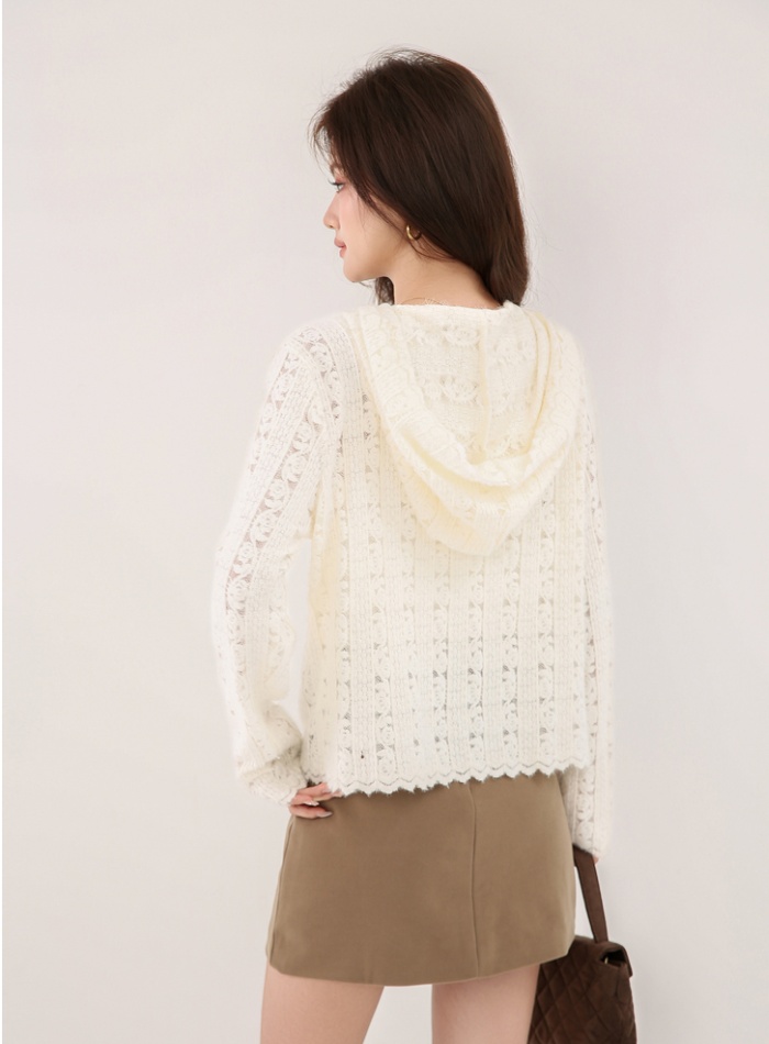 Knitted temperament hat hooded bottoming shirt
