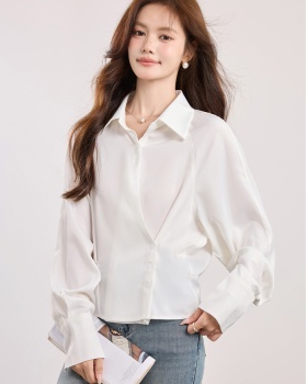 Fashionable autumn tops irregular white coat for women