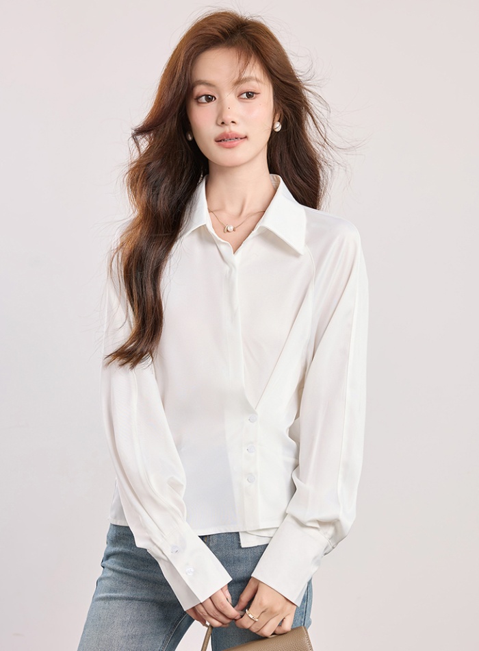 Fashionable autumn tops irregular white coat for women
