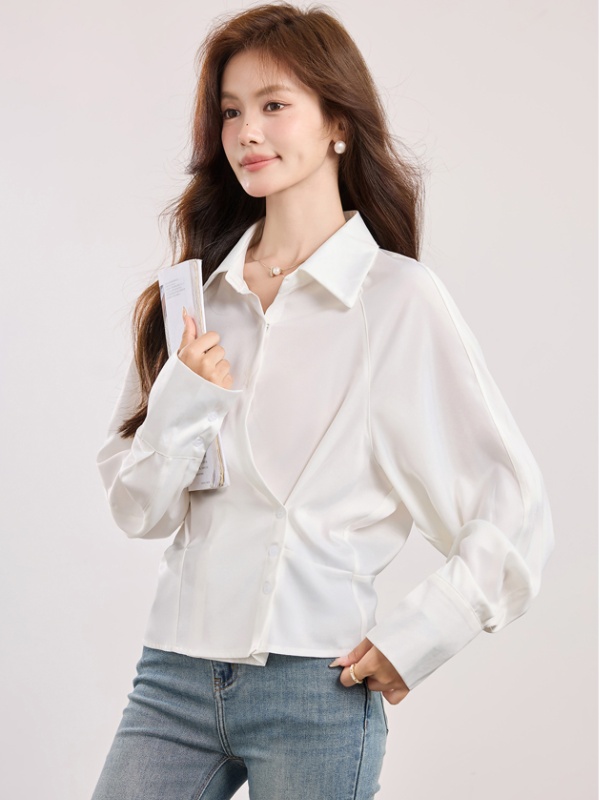 Fashionable autumn tops irregular white coat for women