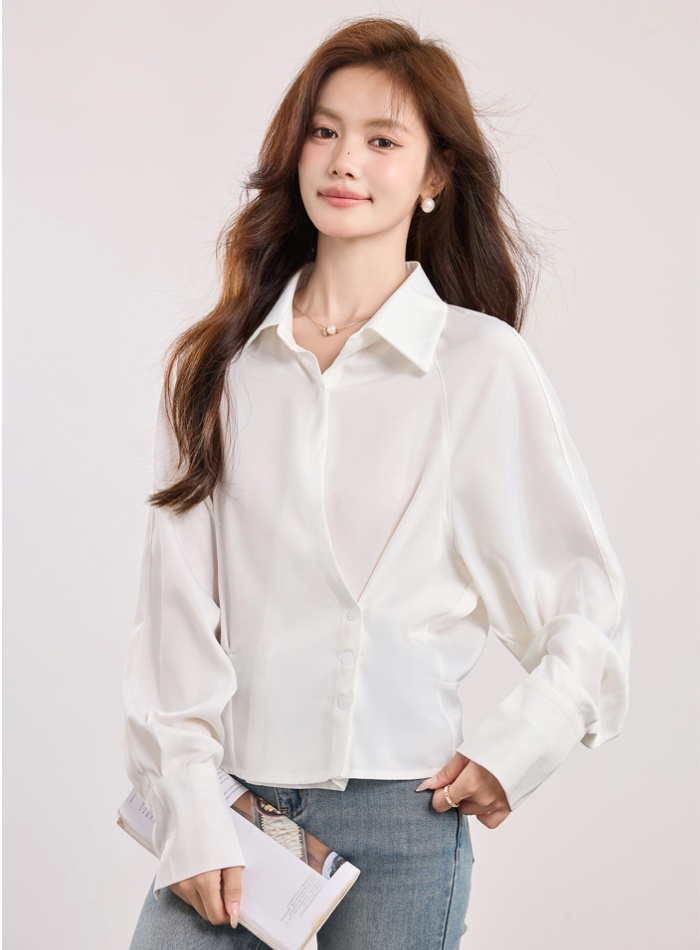 Fashionable autumn tops irregular white coat for women
