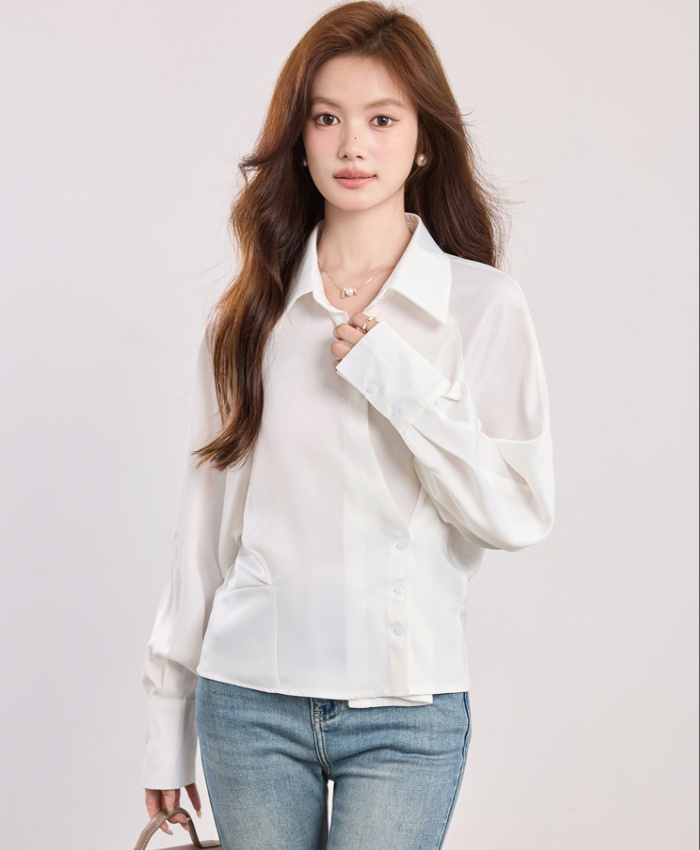 Fashionable autumn tops irregular white coat for women