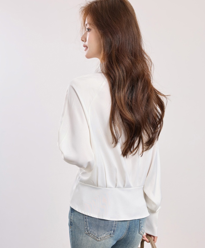 Fashionable autumn tops irregular white coat for women