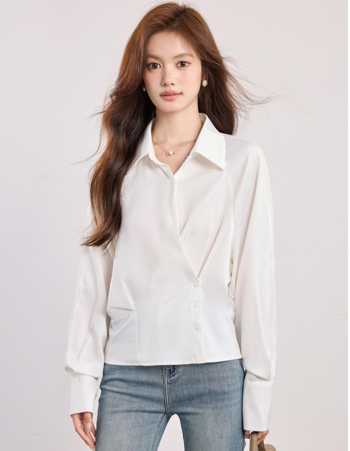 Fashionable autumn tops irregular white coat for women