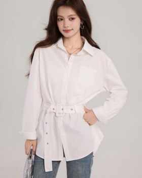 Slim pinched waist tops long sleeve cardigan for women