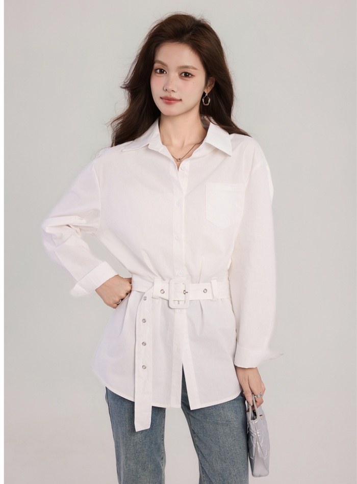 Slim pinched waist tops long sleeve cardigan for women