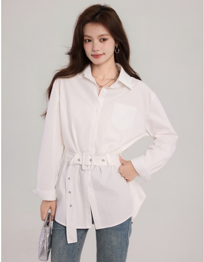 Slim pinched waist tops long sleeve cardigan for women