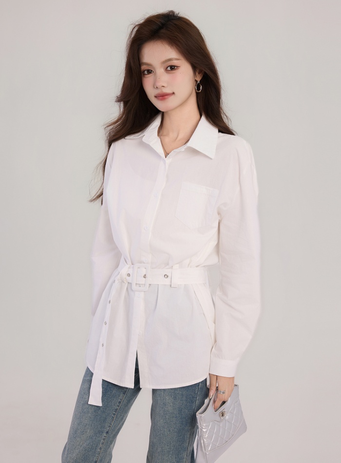 Slim pinched waist tops long sleeve cardigan for women