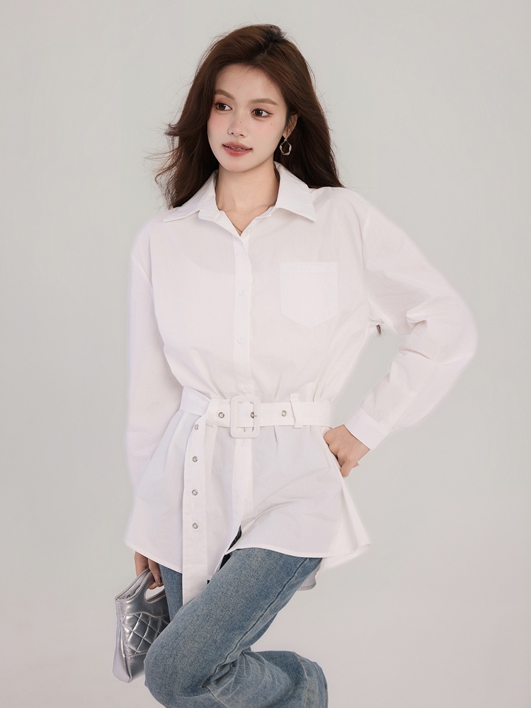 Slim pinched waist tops long sleeve cardigan for women