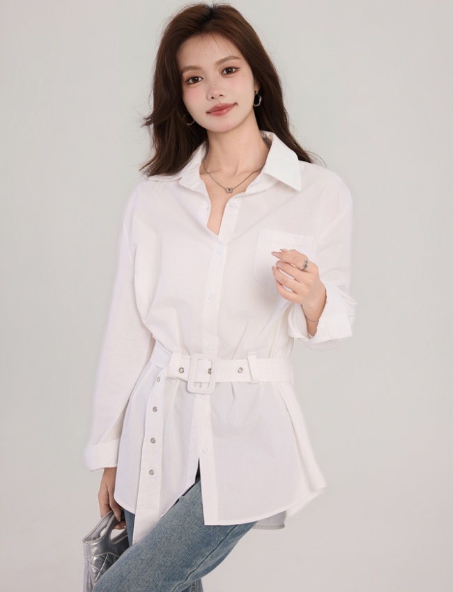 Slim pinched waist tops long sleeve cardigan for women