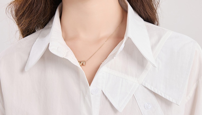 Casual white pure cotton tops lapel France style shirt