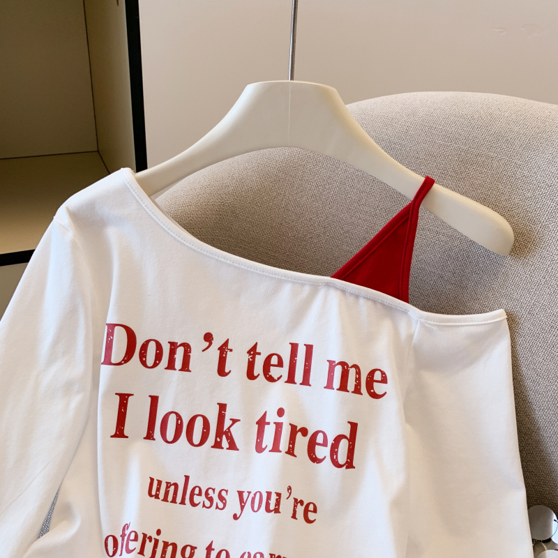 Printing letters T-shirt strapless small tops