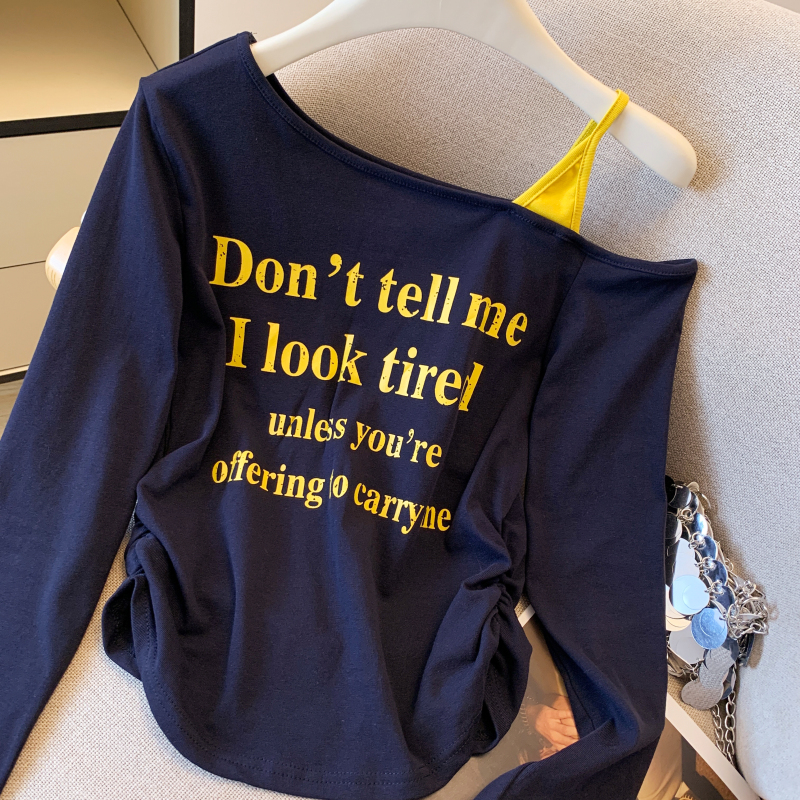 Printing letters T-shirt strapless small tops