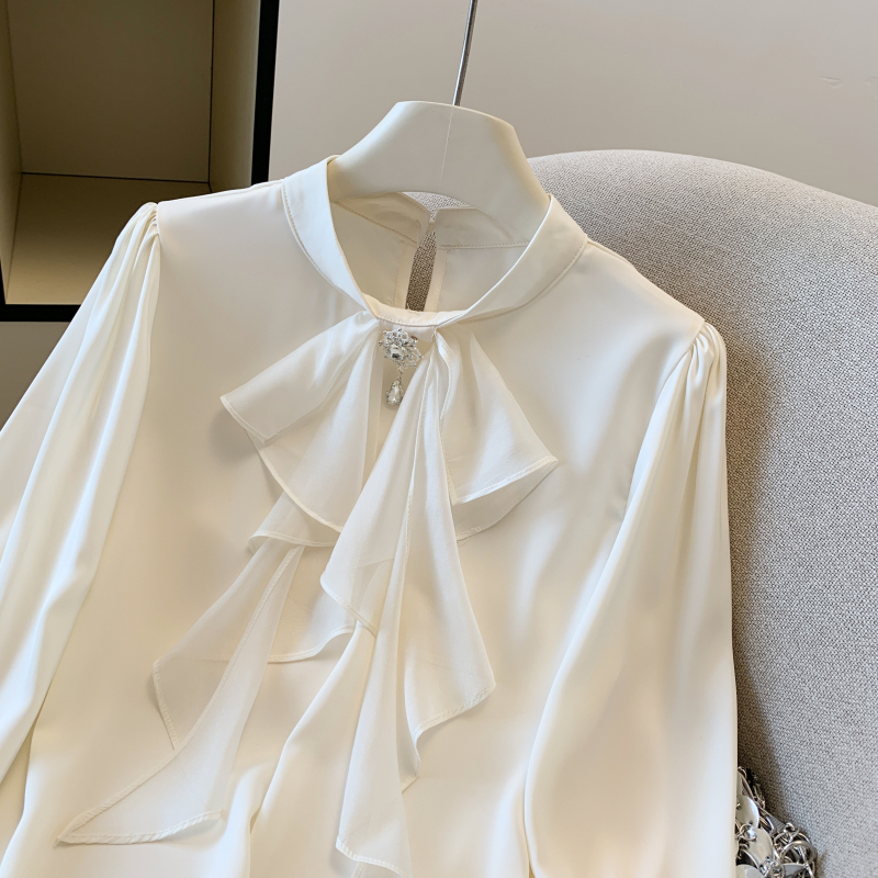 Temperament show young tops satin shirt for women