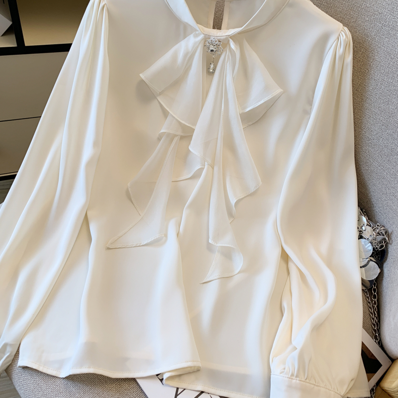 Temperament show young tops satin shirt for women