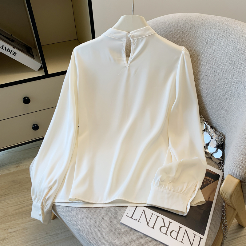 Temperament show young tops satin shirt for women