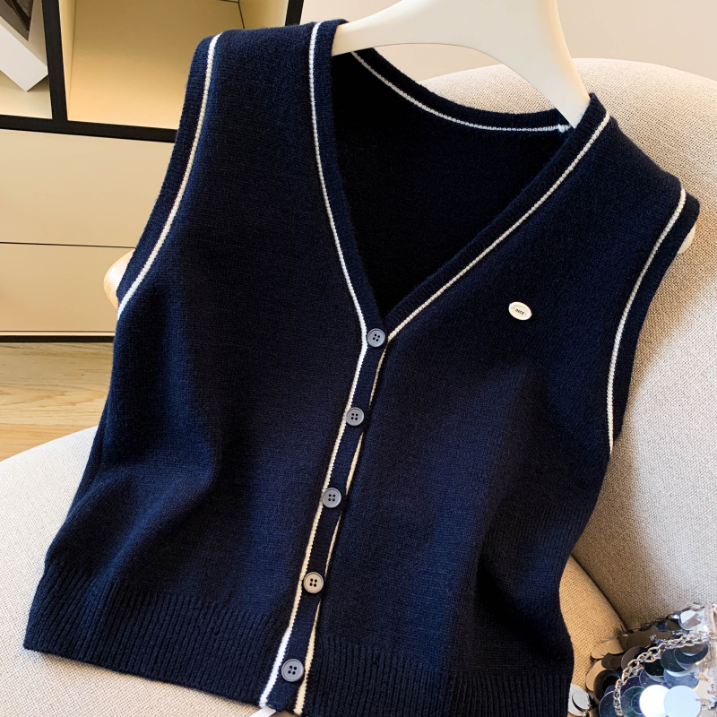 Korean style temperament waistcoat sleeveless sweater for women