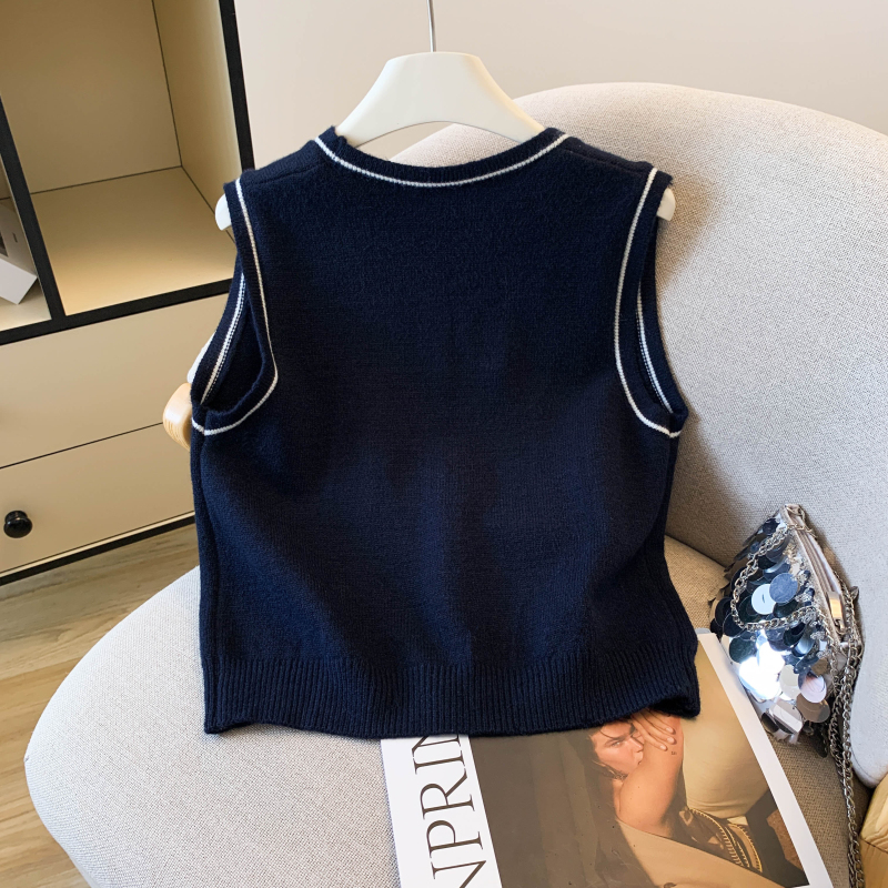 Korean style temperament waistcoat sleeveless sweater for women