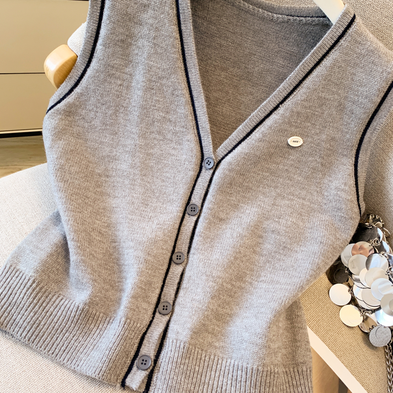 Korean style temperament waistcoat sleeveless sweater for women