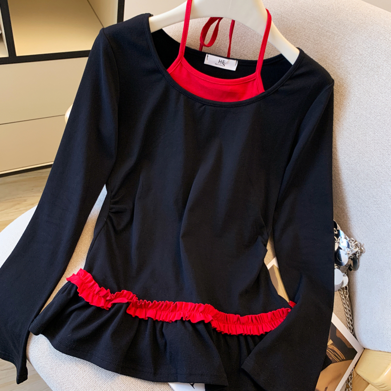Long sleeve tops pure cotton T-shirt for women