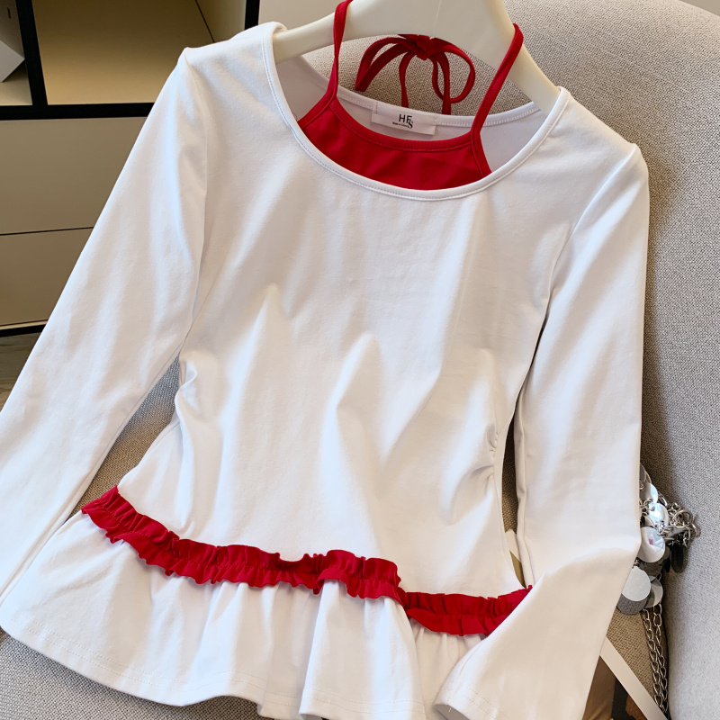 Long sleeve tops pure cotton T-shirt for women