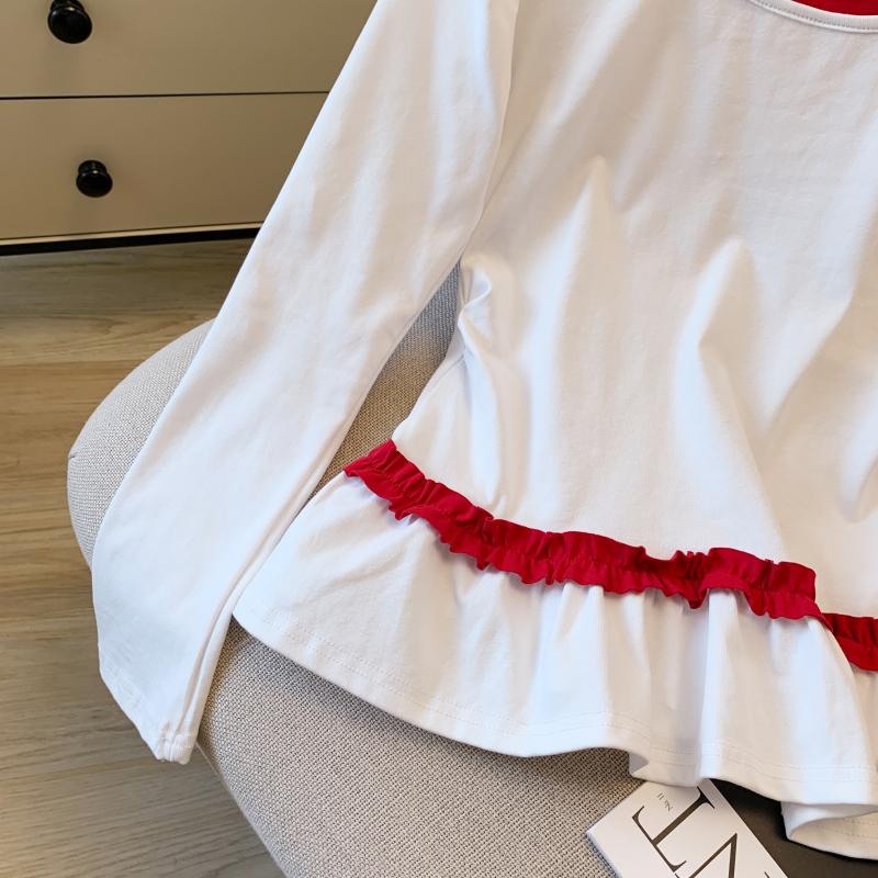 Long sleeve tops pure cotton T-shirt for women