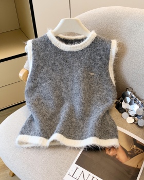 Mixed colors all-match waistcoat knitted sleeveless tops