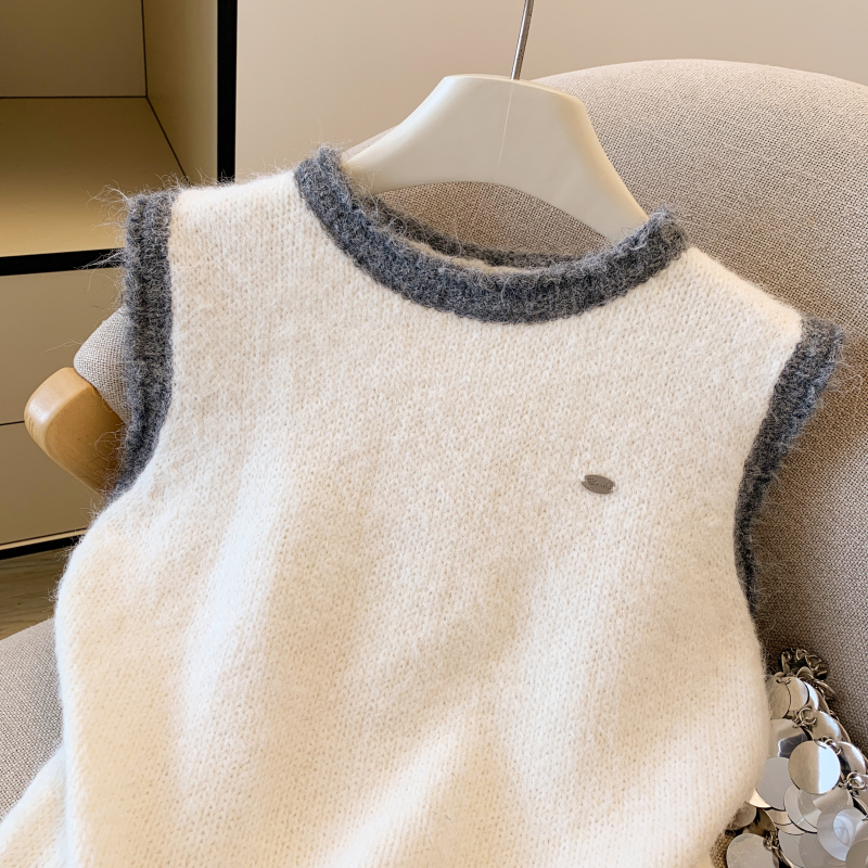 Mixed colors all-match waistcoat knitted sleeveless tops