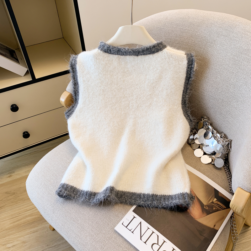 Mixed colors all-match waistcoat knitted sleeveless tops