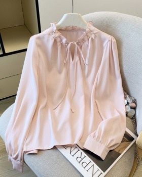 Tender wood ear tops long sleeve France style shirt for women