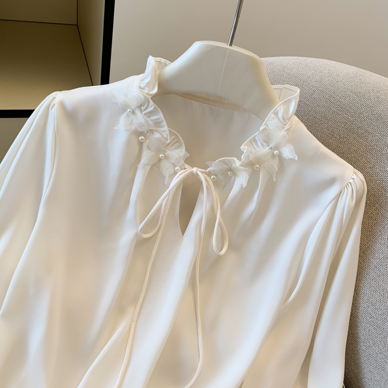 Tender wood ear tops long sleeve France style shirt for women